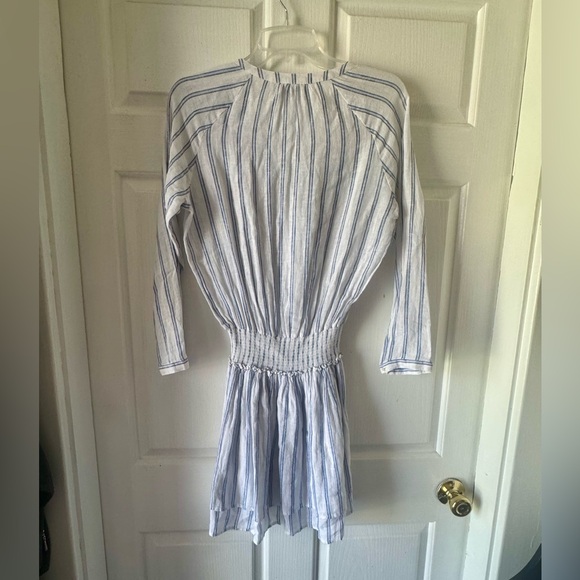 RAILS “Jasmine” White and Blue Stripe Long Sleeve Smocked Waist Dress - Picture 11 of 11